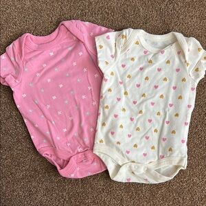 Pink and Cream Bodysuits with Polka Dots and Floral Patterns